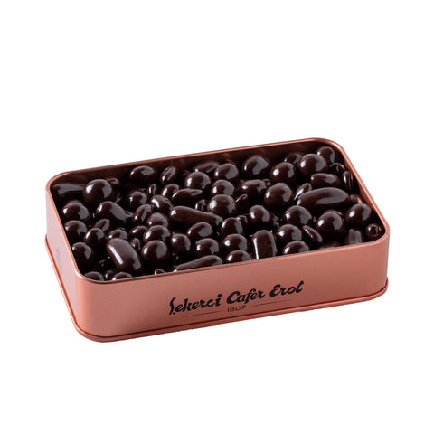 Şekerci Cafer Erol Dark Chocolate Covered Dragee - Bronze Tin Box - 300 g