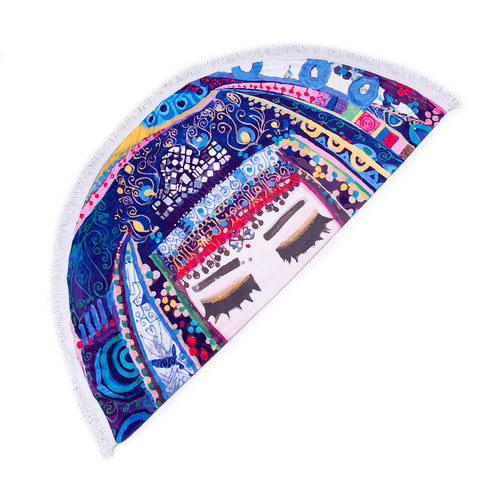 Biggdesign Blue Water Round Beach Towel