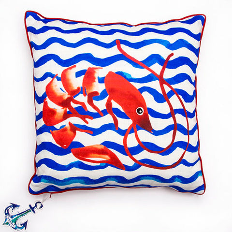 Anemoss Shrimp Patterned Square Decorative Pillow