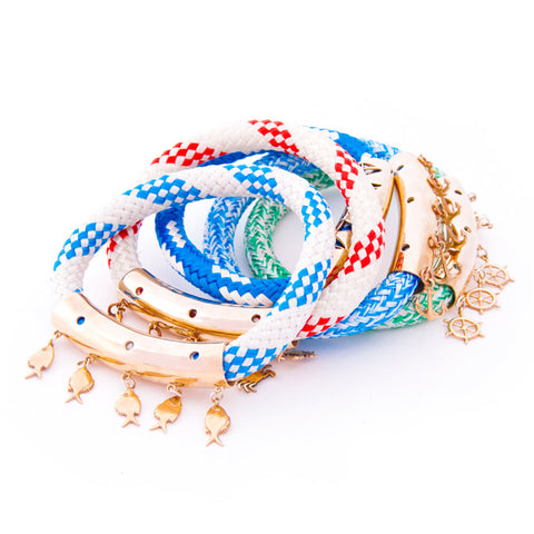 AnemosS Anchor Detailed Rope Bracelet - Blue