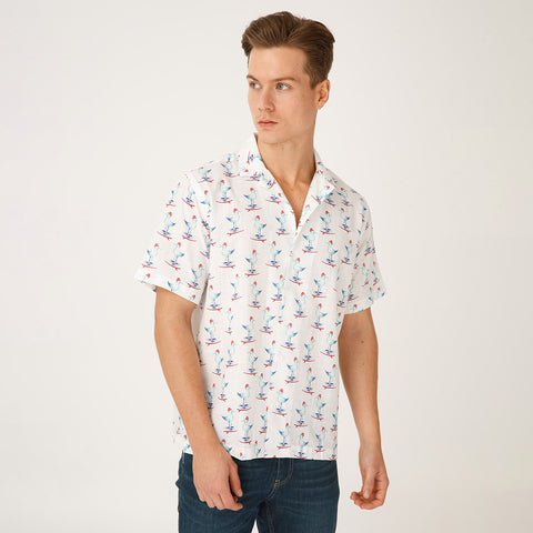 AnemosS Sailor Seagull Patterned Men's Shirt S