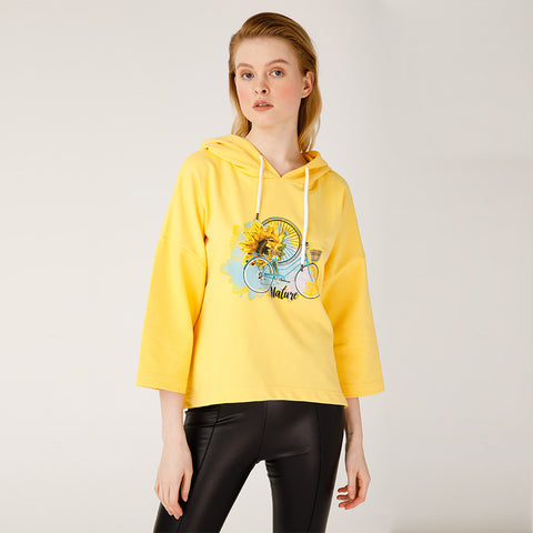 Biggdesign Nature Women Hoodie Sweatshirt Yellow