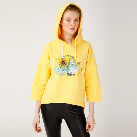 Biggdesign Nature Women Hoodie Sweatshirt Yellow