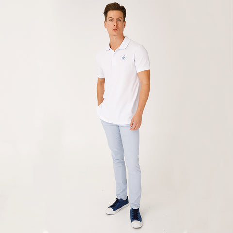 Anemoss Anchor Men's Polo Collar T-Shirt, Whit