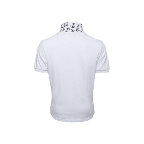 Anemoss Anchor Men's Polo Collar T-Shirt, Whit