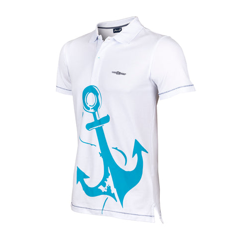 Anemoss Marine White Men's Polo Collar T-Shirt