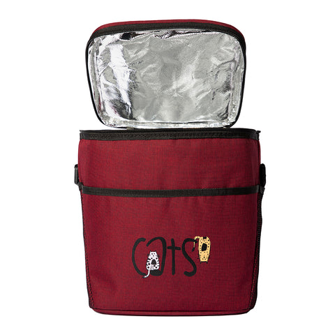 Biggdesign Cats Insulated Lunch Bag, Claret Red