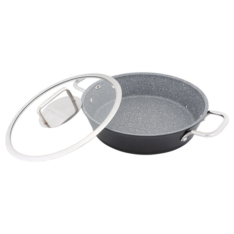Serenk Excellence Granite Egg Pan with Glass Lid, 22 cm