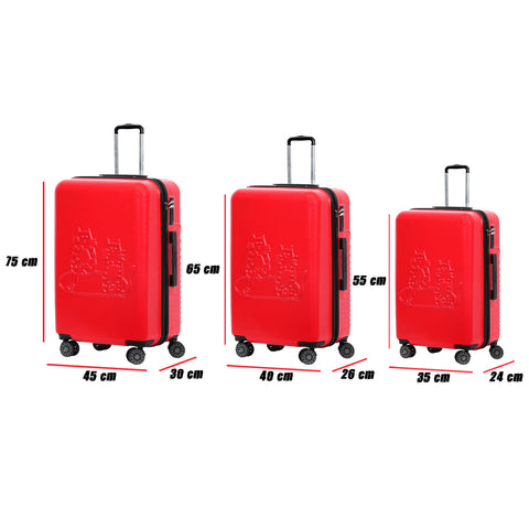 Biggdesign Cats Hardshell Spinner Luggage Set, Red, 3 Pcs