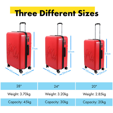 Biggdesign Cats Hardshell Spinner Luggage Set, Red, 3 Pcs