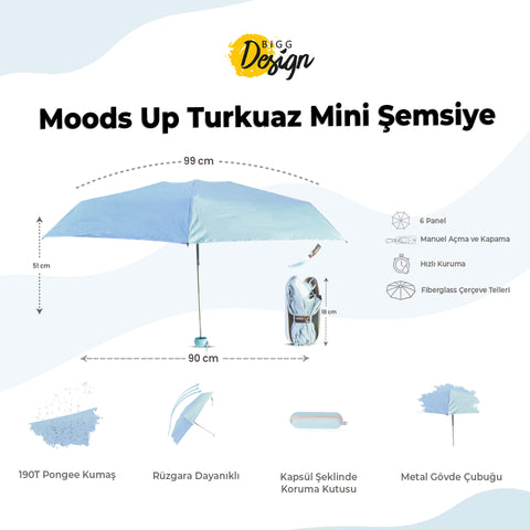 Biggdesign Moods Up Turquoise Mini Umbrella