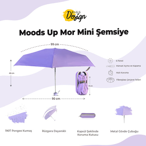 Biggdesign Moods Up Purple Mini Umbrella