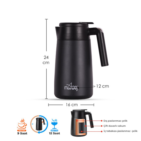 Any Morning SI232250 Thermos Thermal Carafe, 40 oz, Black