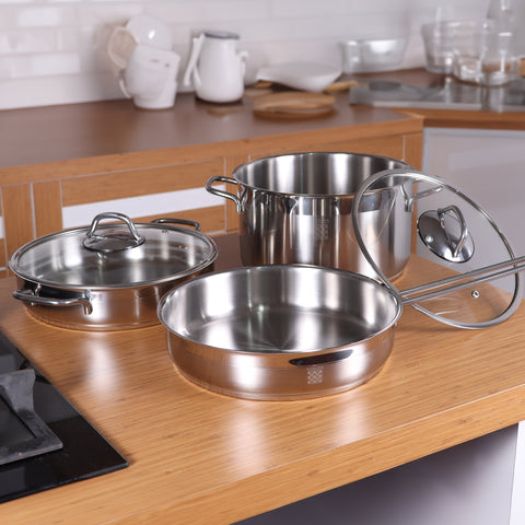 Serenk Modernist 5 Piece Stainless Steel Pots and Pan Set