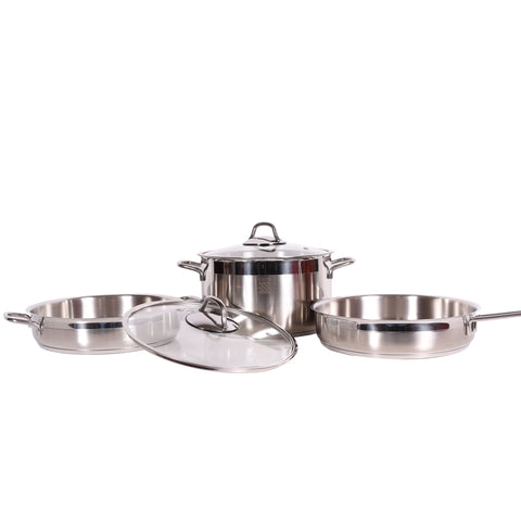 Serenk Modernist 5 Piece Stainless Steel Pots and Pan Set