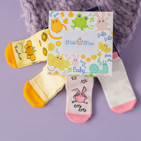 Milk&Moo Buzzy Bee and Chancin 4 Piece Baby Sock Set