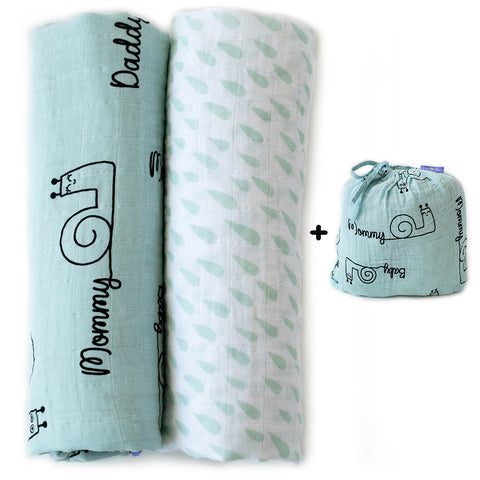 Milk&Moo Set of  2 Sangaloz Baby Muslin Swaddle Blanket