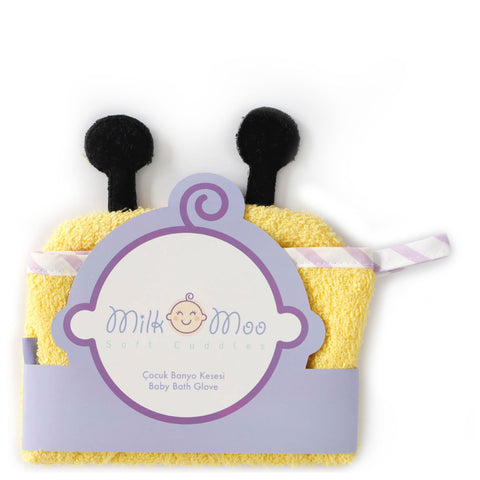 Milk&Moo Buzzy Bee Bath Glove, 100% Cotton, Ultra Soft, for Kids