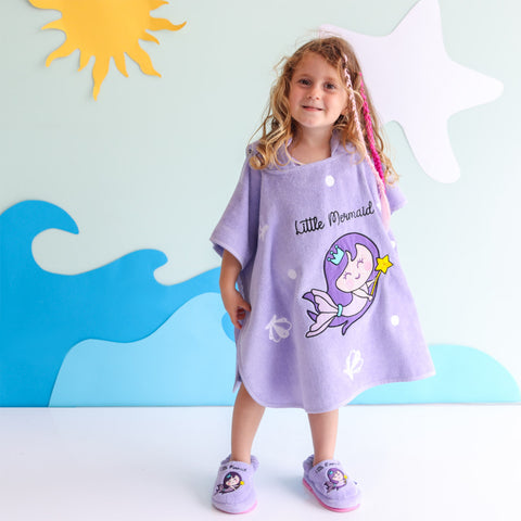 Milk&Moo Kids Poncho and House Slippers Little Mermaid