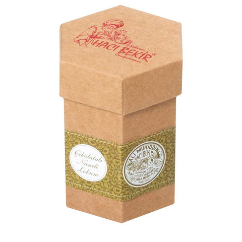 Hacı Bekir Bitter Chocolate Coated Mint Flavored Turkish Delight with Kraft Box, 125g