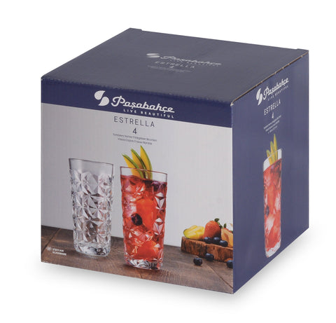 Pasabahce 4-Piece Soft Drink Glass, 360 cc, Estrella, 520605