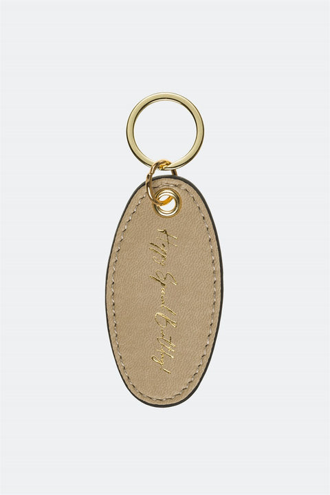 Case Look Leather Beige Metal Keychain 01