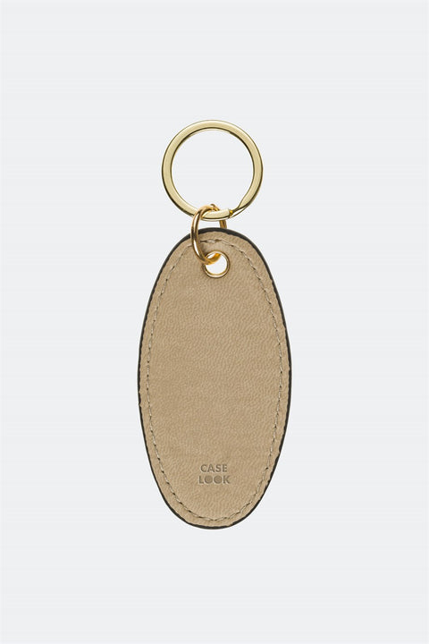 Case Look Leather Beige Metal Keychain 01