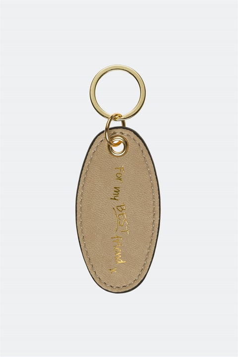 Case Look Leather Beige Metal Keychain 04