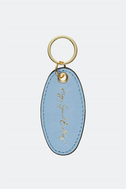 Case Look Leather Blue Metal Keychain 01