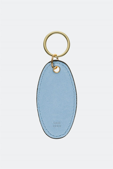 Case Look Leather Blue Metal Keychain 01