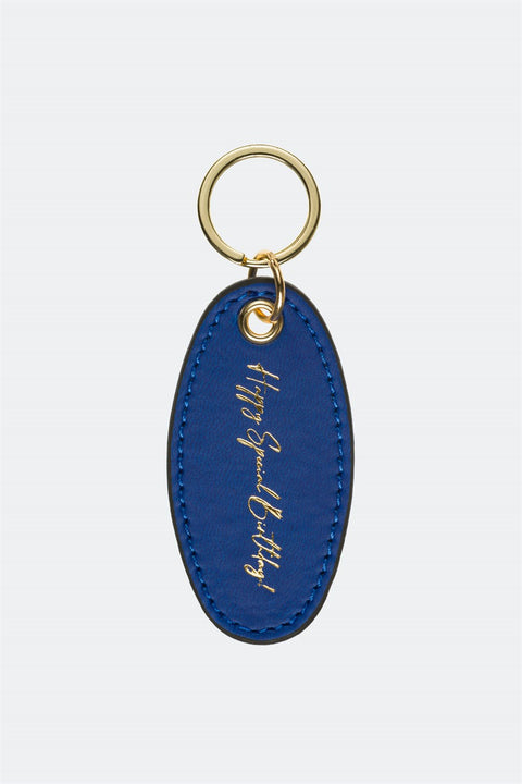 Case Look Leather Navy Blue Metal Keychain 01