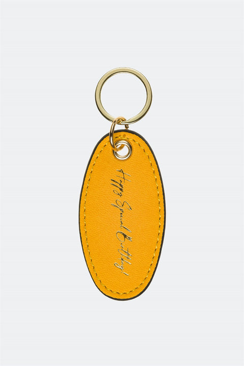 Case Look Leather Mustard Yellow Metal Keychain 01