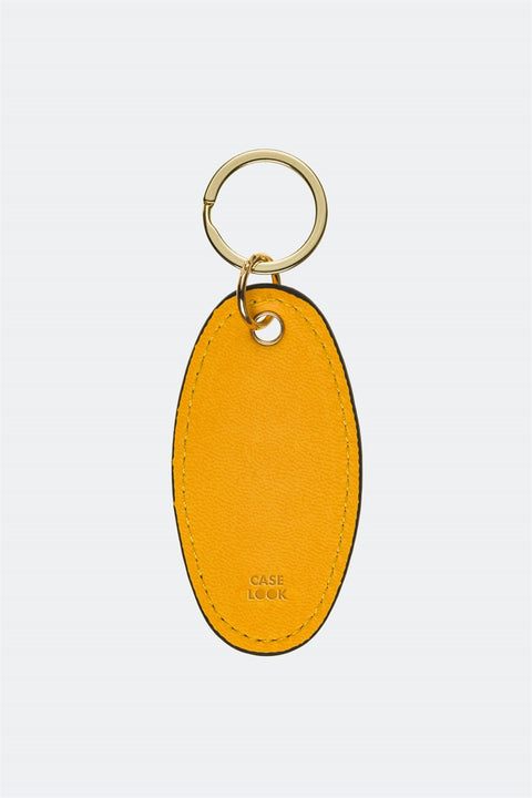 Case Look Leather Mustard Yellow Metal Keychain 01