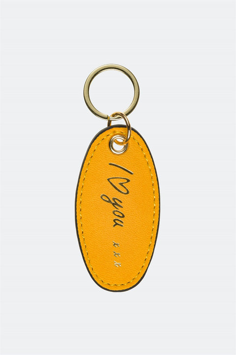 Case Look Leather Mustard Yellow Metal Keychain 02