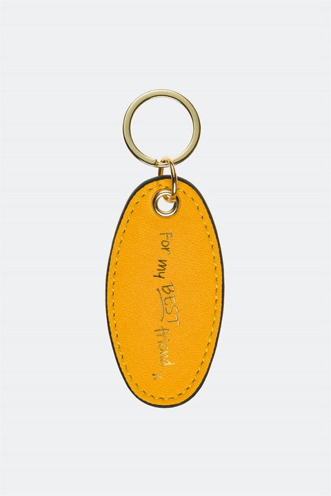 Case Look Leather Mustard Yellow Metal Keychain 04