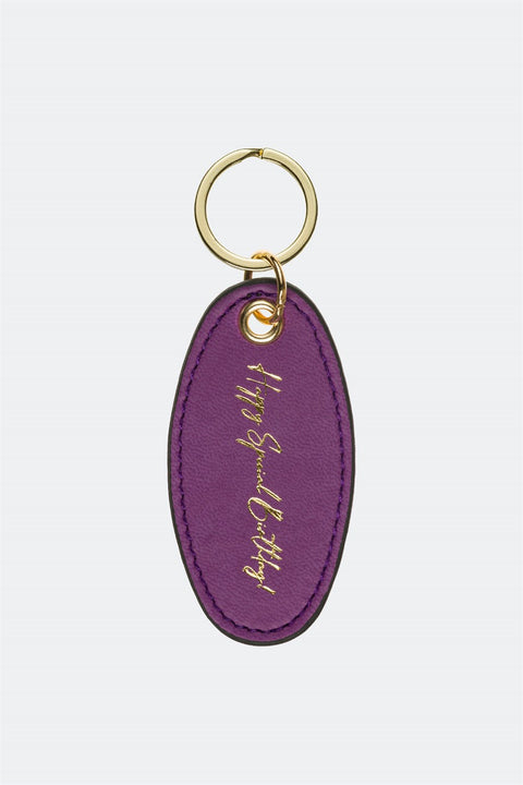 Case Look Leather Purple Metal Keychain 01