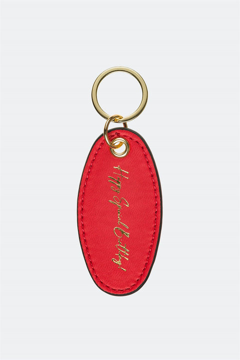 Case Look Leather Red Metal Keychain 01