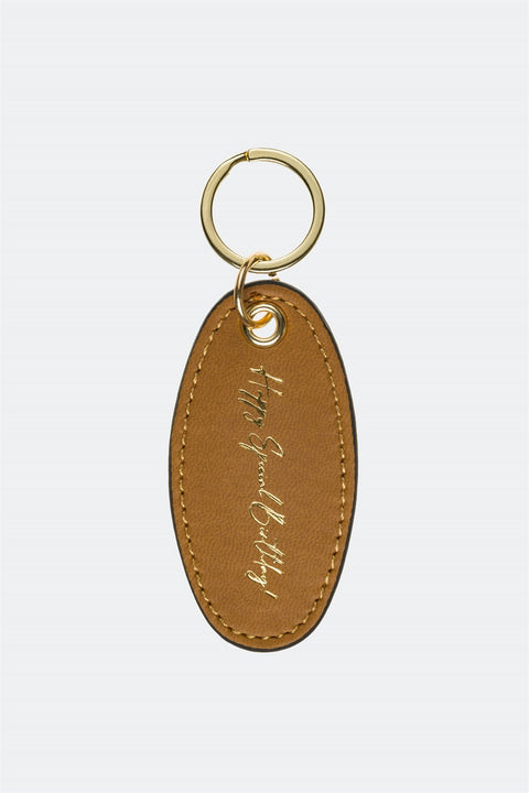 Case Look Leather Brown Metal Keychain 01