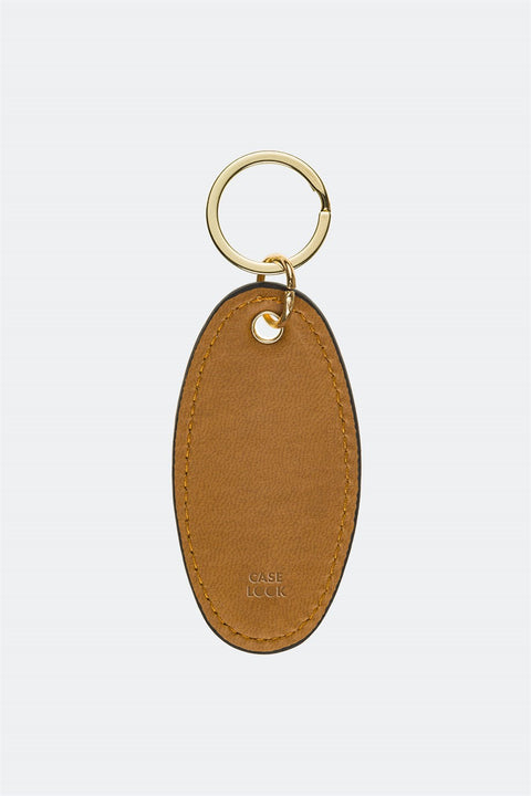 Case Look Leather Brown Metal Keychain 01