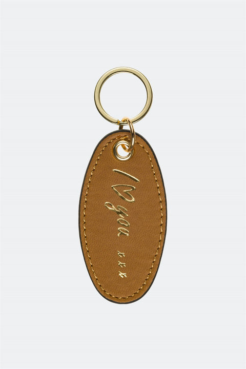 Case Look Leather Brown Metal Keychain 02