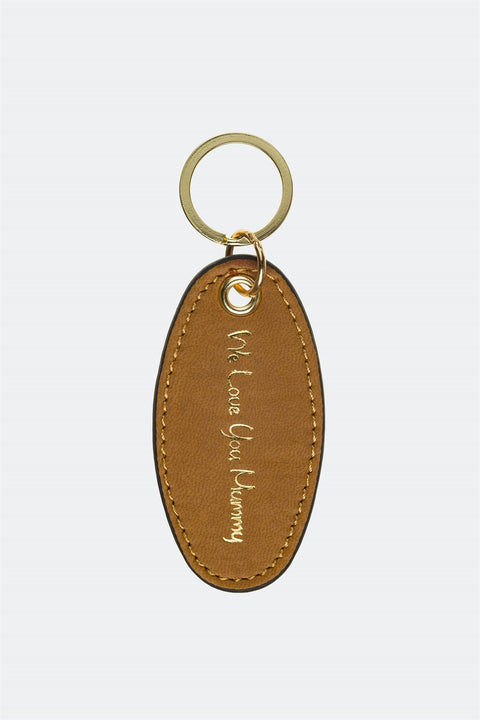 Case Look Leather Brown Metal Keychain 03