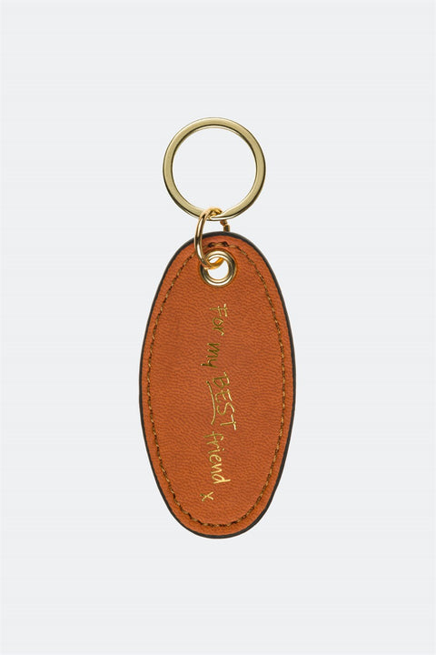 Case Look Leather Tan Metal Keychain 04