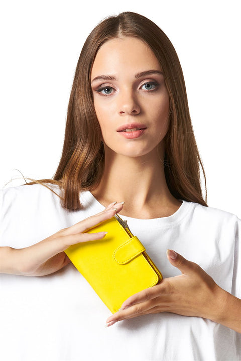 Case Look Women's Yellow Colored Snap Wallet Paris 03