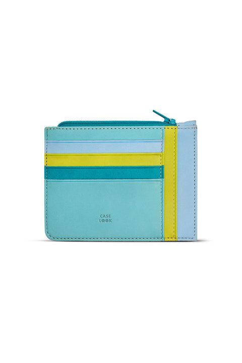 Case Look Women's Turquoise Colored Zippered Card Holder Pia 04