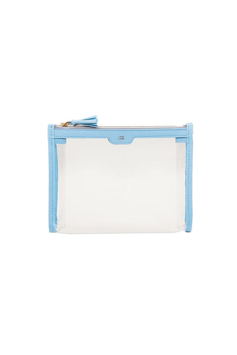 Case Look Women's Light Blue Detailed Zippered Transparent Clutch Tina 01