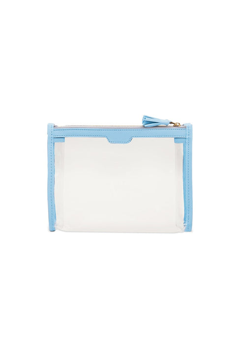 Case Look Women's Light Blue Detailed Zippered Transparent Clutch Tina 01