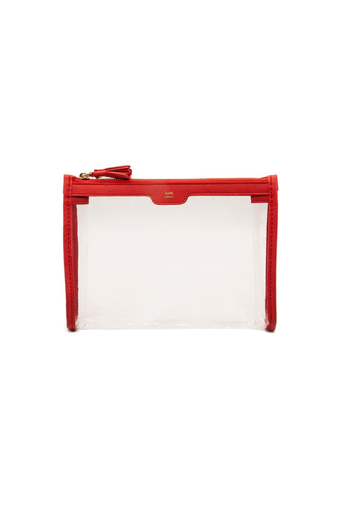 Case Look Women's Red Detailed Transparent Clutch Tina 04