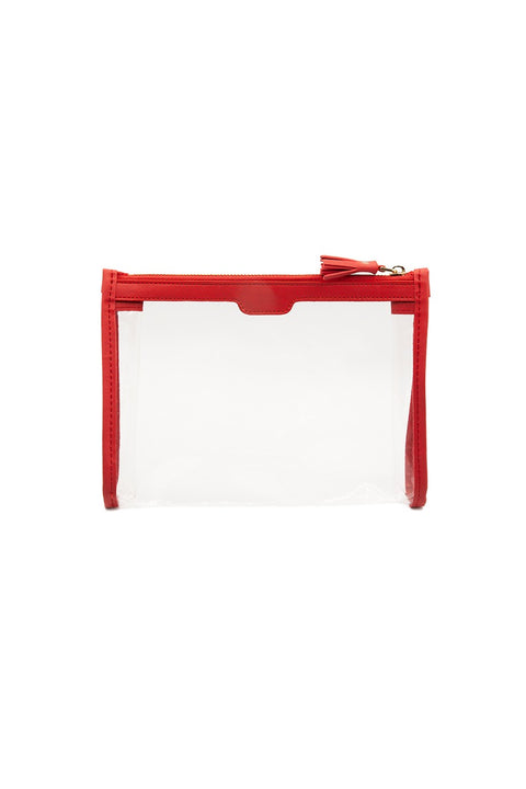 Case Look Women's Red Detailed Transparent Clutch Tina 04
