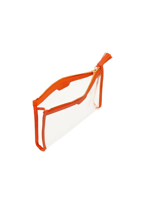 Case Look Women's Orange Detailed Transparent Clutch Tina 06