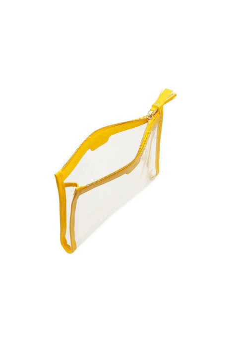 Case Look Women's Yellow Detailed Transparent Clutch Tina 08